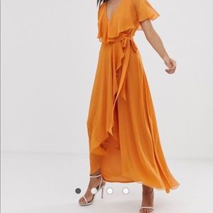 ASOS Design Maxi Dress w Caped Back & Dipped Hem.